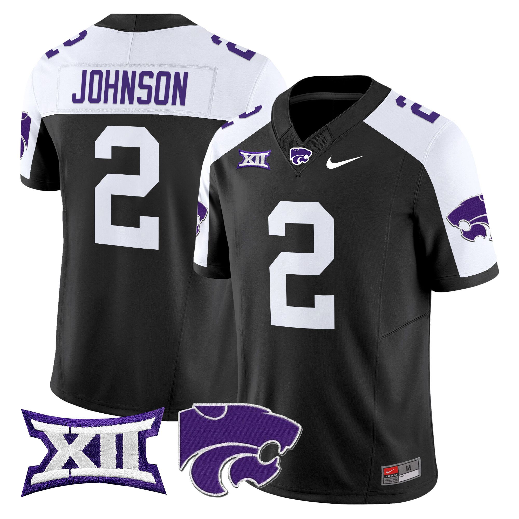 Men Kansas State Wildcats #2 Johnson Black Nike 2024 Vapor Limited NCAA Jersey->ncaa teams->NCAA Jersey